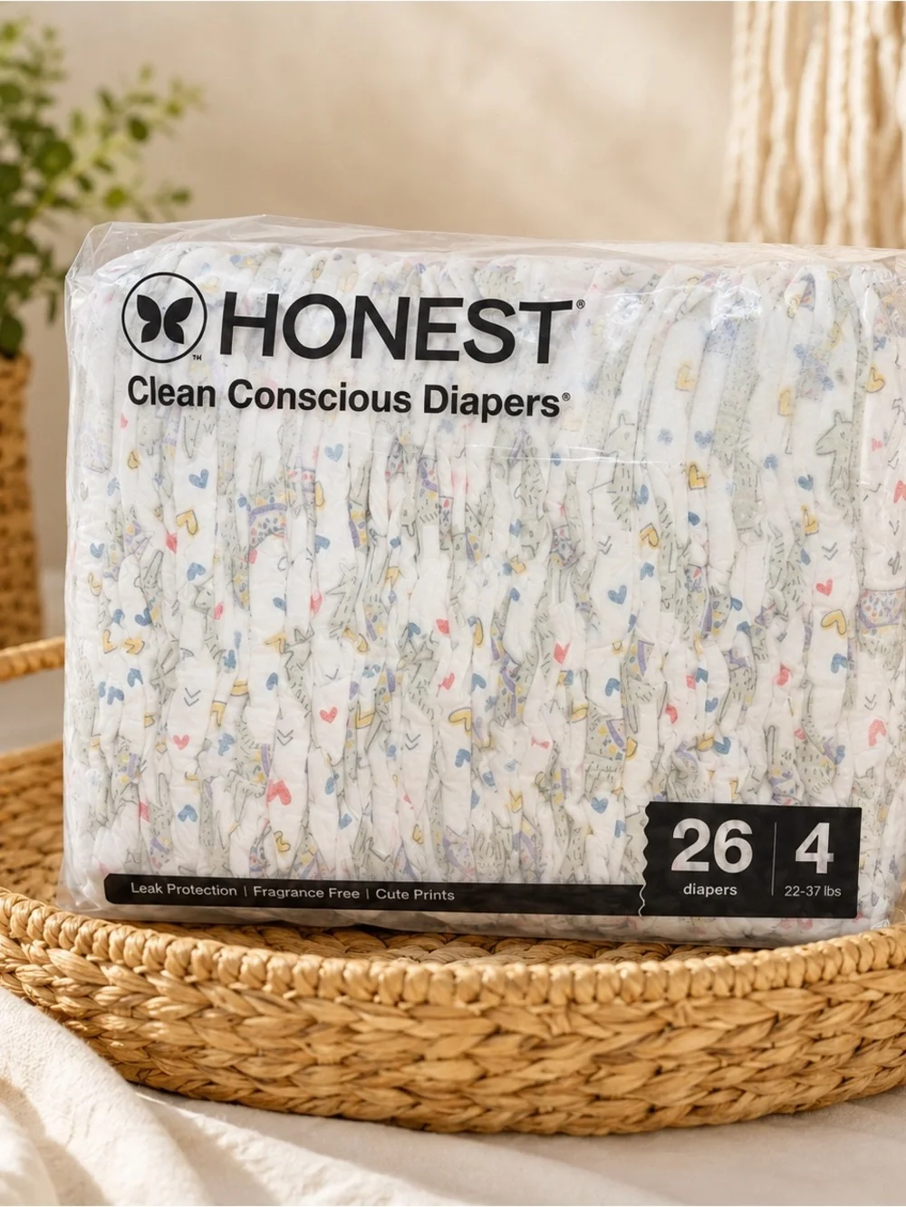 New Honest Diapers Size 4, 26 Count